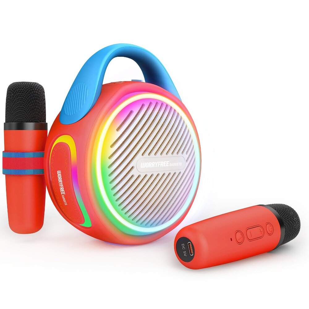 20W Wireless Bluetooth Speaker with Two microphones for Kids,WS10-Red
